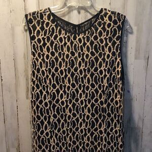 Dress by Kataya black mesh with tan overlay pattern ladies size 16